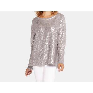 NYDJ Metallic Cheetah Sweater in Overcast Grey ( L )